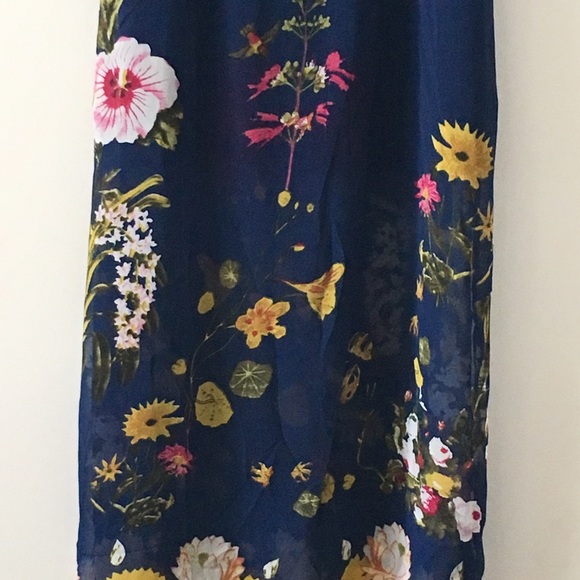 NWT Blue and Yellow Floral Maxi Dress Short Sl - Picture 5 of 8